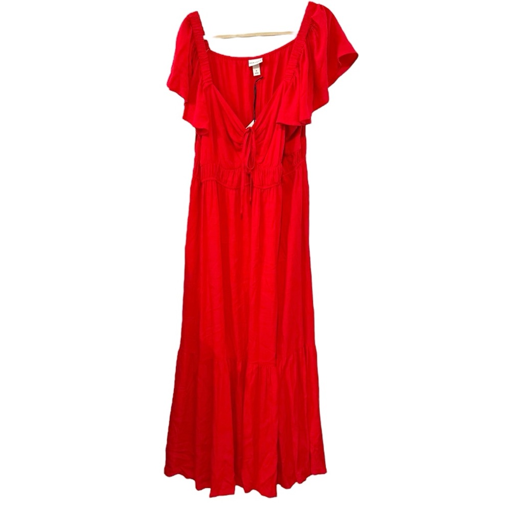 Ava & Viv Red Maxi Dress with Ruffled Sleeves